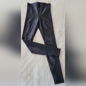 Fabletics Black High Waisted Motion Shine MOTO Ribbed Leggings